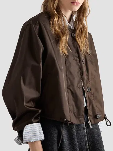 Prada Women's Nylon Blouson Jacket - Brown | Thumbnail 3 Prada Women's Nylon Blouson Jacket - Brown | Thumbnail 3