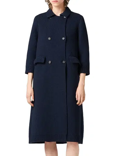 Miu Miu Women's Shetland Wool Cardigan Coat - Navy | Thumbnail 2 Miu Miu Women's Shetland Wool Cardigan Coat - Navy | Thumbnail 2