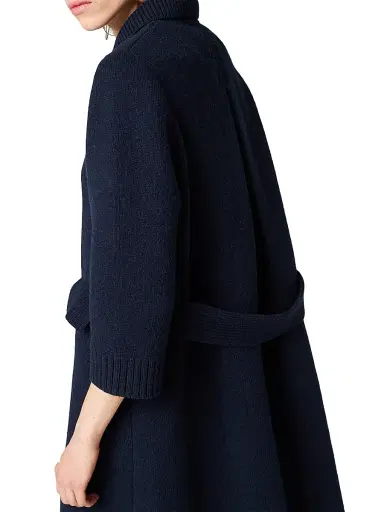 Miu Miu Women's Shetland Wool Cardigan Coat - Navy | Thumbnail 4 Miu Miu Women's Shetland Wool Cardigan Coat - Navy | Thumbnail 4