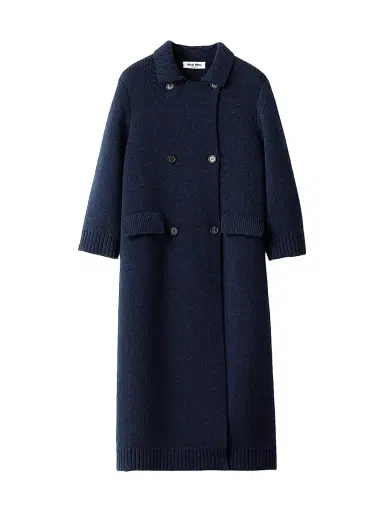 Miu Miu Women's Shetland Wool Cardigan Coat - Navy | Thumbnail 1 Miu Miu Women's Shetland Wool Cardigan Coat - Navy | Thumbnail 1