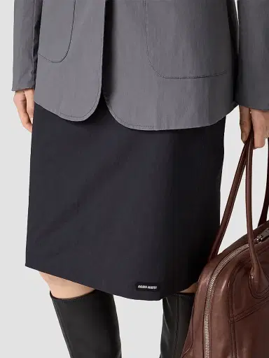 Miu Miu Women's Stretch Poplin Skirt - Black | Thumbnail 4 Miu Miu Women's Stretch Poplin Skirt - Black | Thumbnail 4