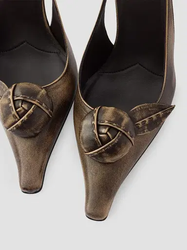 Prada Women's Leather Slingback Pumps - Beige Khaki | Thumbnail 5 Prada Women's Leather Slingback Pumps - Beige Khaki | Thumbnail 5