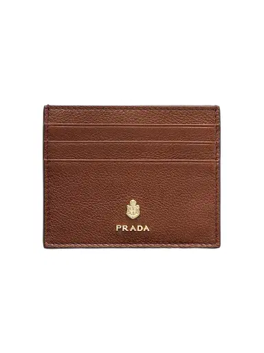 Prada Women's Leather Card Holder - Brown | Thumbnail 1 Prada Women's Leather Card Holder - Brown | Thumbnail 1