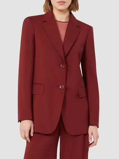 Max Mara Women's Single Breasted Woollen Cloth Jacket - Ruby - Size 14 | Thumbnail 3 Max Mara Women's Single Breasted Woollen Cloth Jacket - Ruby - Size 14 | Thumbnail 3