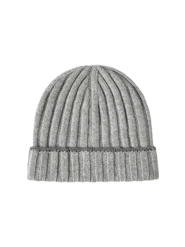 Men's Cashmere Rib Knit Beanie - Light Grey Men's Cashmere Rib Knit Beanie - Light Grey