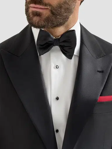 Brunello Cucinelli Men's Cotton and Silk Satin Bow Tie - Black | Thumbnail 3 Brunello Cucinelli Men's Cotton and Silk Satin Bow Tie - Black | Thumbnail 3