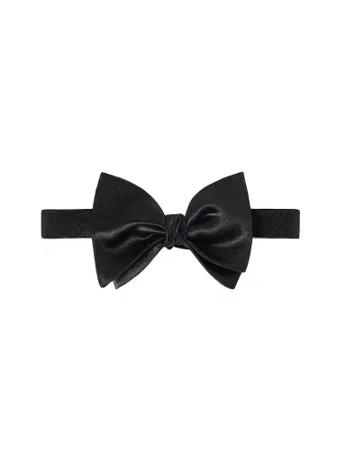 Brunello Cucinelli Men's Cotton and Silk Satin Bow Tie - Black | Thumbnail 1 Brunello Cucinelli Men's Cotton and Silk Satin Bow Tie - Black | Thumbnail 1
