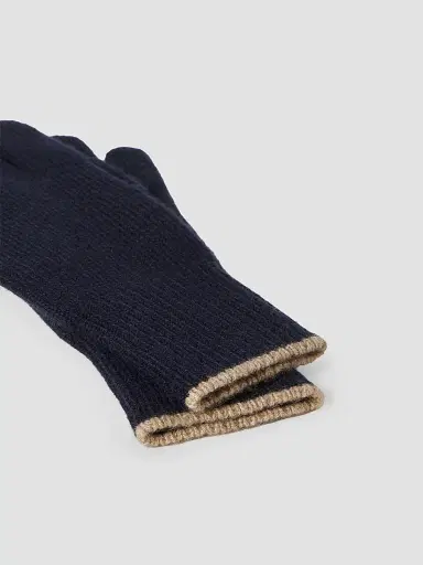 Brunello Cucinelli Men's Cashmere Knit Gloves - Navy Blue | Thumbnail 2 Brunello Cucinelli Men's Cashmere Knit Gloves - Navy Blue | Thumbnail 2