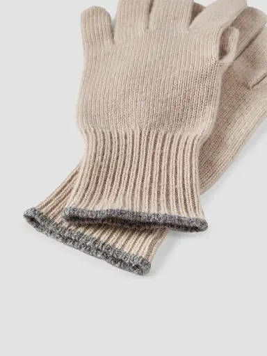 Brunello Cucinelli Men's Cashmere Knit Gloves - Sand | Thumbnail 2 Brunello Cucinelli Men's Cashmere Knit Gloves - Sand | Thumbnail 2
