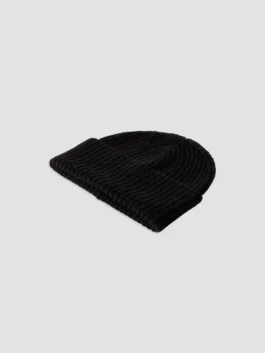 Brunello Cucinelli Men's Cashmere English Rib Knit Beanie - Black | Thumbnail 2 Brunello Cucinelli Men's Cashmere English Rib Knit Beanie - Black | Thumbnail 2