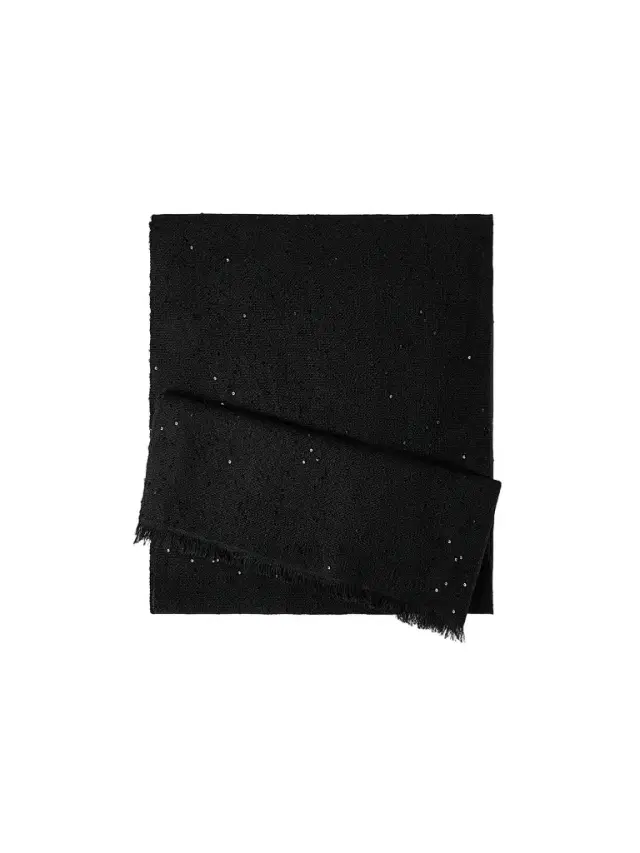 Women's Cashmere and Silk Diamond Yarn Scarf - Black Women's Cashmere and Silk Diamond Yarn Scarf - Black
