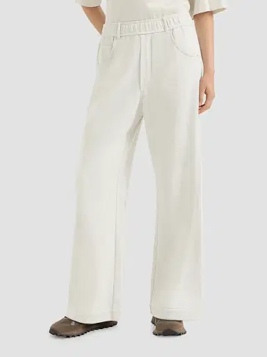Brunello Cucinelli Women's Cotton Smooth French Terry Trousers - Milk | Thumbnail 2 Brunello Cucinelli Women's Cotton Smooth French Terry Trousers - Milk | Thumbnail 2