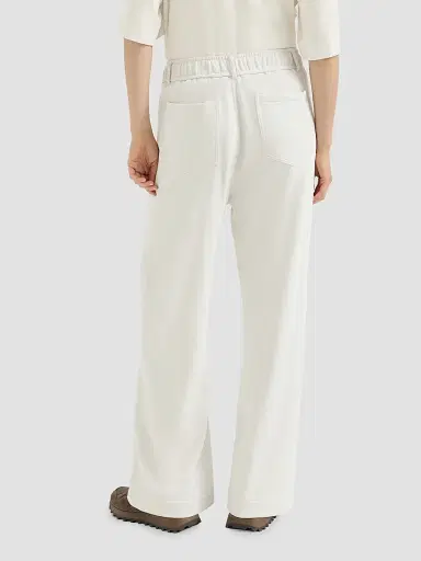 Brunello Cucinelli Women's Cotton Smooth French Terry Trousers - Milk | Thumbnail 3 Brunello Cucinelli Women's Cotton Smooth French Terry Trousers - Milk | Thumbnail 3