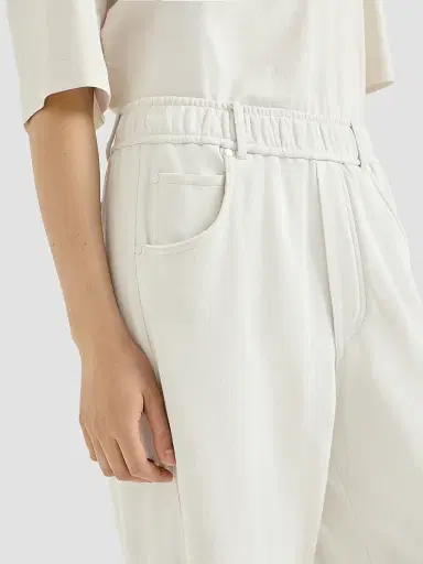 Brunello Cucinelli Women's Cotton Smooth French Terry Trousers - Milk | Thumbnail 5 Brunello Cucinelli Women's Cotton Smooth French Terry Trousers - Milk | Thumbnail 5