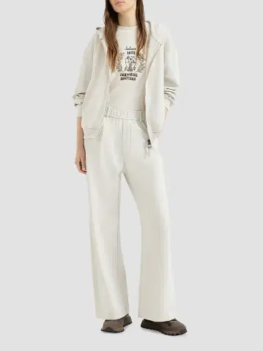Brunello Cucinelli Women's Cotton Smooth French Terry Trousers - Milk | Thumbnail 6 Brunello Cucinelli Women's Cotton Smooth French Terry Trousers - Milk | Thumbnail 6