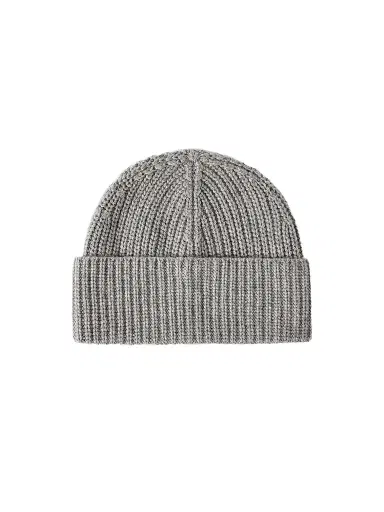 Brunello Cucinelli Men's Cashmere English Rib Knit Beanie - Light Grey | Thumbnail 1 Brunello Cucinelli Men's Cashmere English Rib Knit Beanie - Light Grey | Thumbnail 1