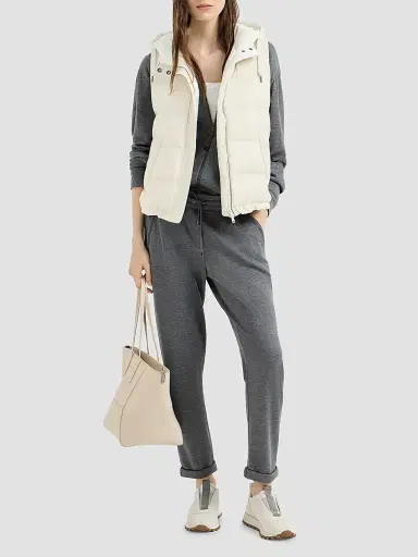 Brunello Cucinelli Women's Stretch Cotton Ribbed Jersey Top with Monili - White | Thumbnail 6 Brunello Cucinelli Women's Stretch Cotton Ribbed Jersey Top with Monili - White | Thumbnail 6