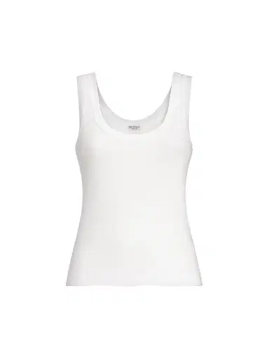 Brunello Cucinelli Women's Stretch Cotton Ribbed Jersey Top with Monili - White | Thumbnail 1 Brunello Cucinelli Women's Stretch Cotton Ribbed Jersey Top with Monili - White | Thumbnail 1