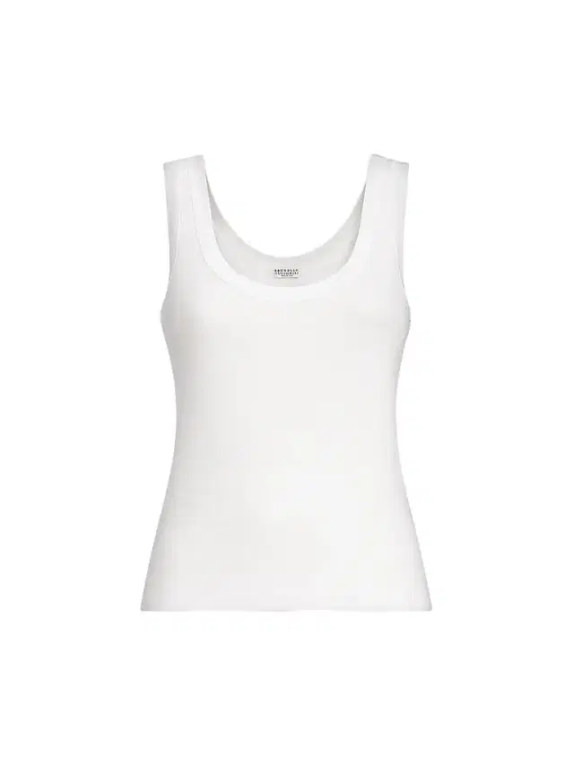 Women's Stretch Cotton Ribbed Jersey Top with Monili - White Women's Stretch Cotton Ribbed Jersey Top with Monili - White