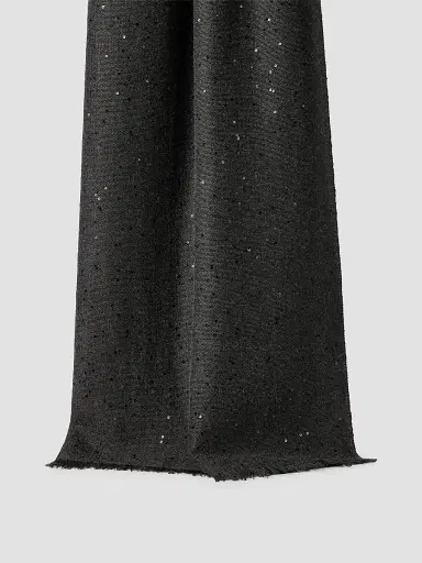 Brunello Cucinelli Women's Cashmere and Silk Diamond Yarn Scarf - Lignite Grey | Thumbnail 2 Brunello Cucinelli Women's Cashmere and Silk Diamond Yarn Scarf - Lignite Grey | Thumbnail 2