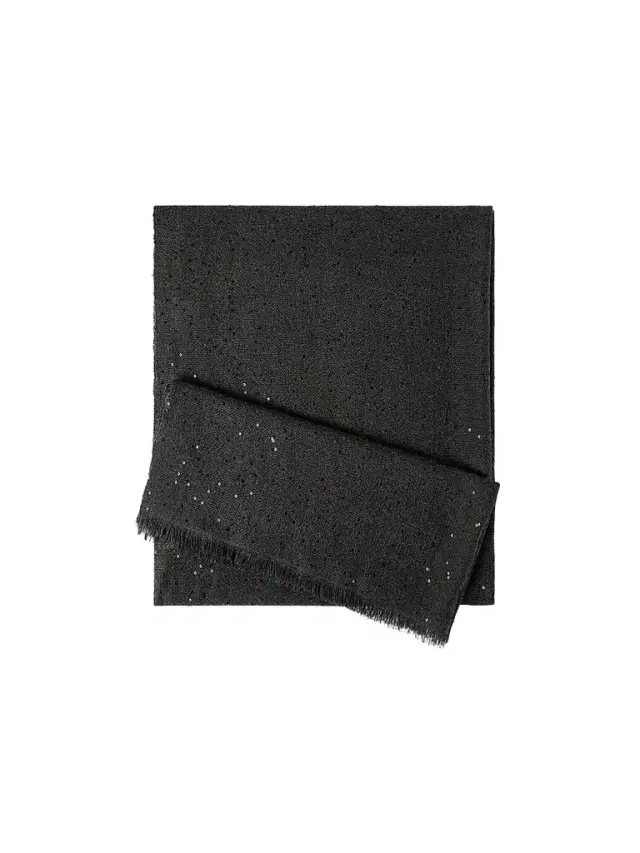 Women's Cashmere and Silk Diamond Yarn Scarf - Lignite Grey Women's Cashmere and Silk Diamond Yarn Scarf - Lignite Grey