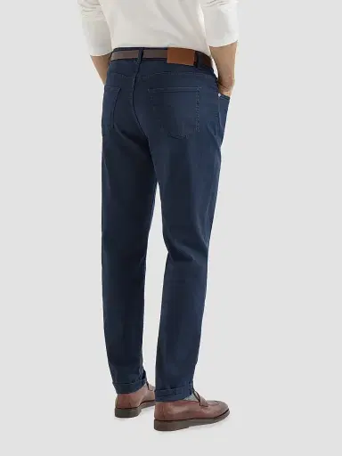 Brunello Cucinelli Men's Lightweight Denim Traditional Fit Five-Pocket Jeans - Navy Blue | Thumbnail 3 Brunello Cucinelli Men's Lightweight Denim Traditional Fit Five-Pocket Jeans - Navy Blue | Thumbnail 3