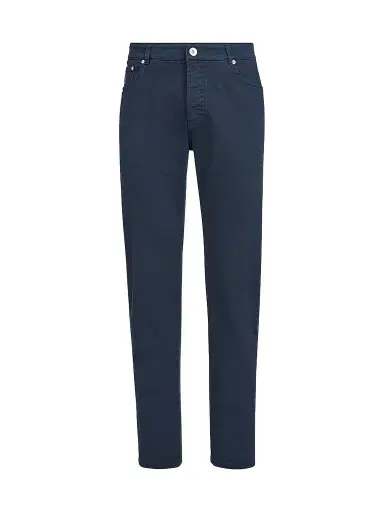 Brunello Cucinelli Men's Lightweight Denim Traditional Fit Five-Pocket Jeans - Navy Blue | Thumbnail 1 Brunello Cucinelli Men's Lightweight Denim Traditional Fit Five-Pocket Jeans - Navy Blue | Thumbnail 1