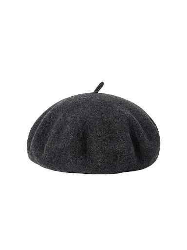 Brunello Cucinelli Women's Wool Beret Hat with Precious Detail - Lignite Grey | Thumbnail 1 Brunello Cucinelli Women's Wool Beret Hat with Precious Detail - Lignite Grey | Thumbnail 1
