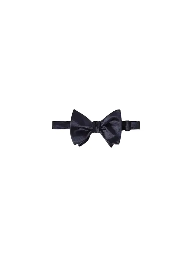 Men's Cotton and Silk Satin Bow Tie - Night Men's Cotton and Silk Satin Bow Tie - Night
