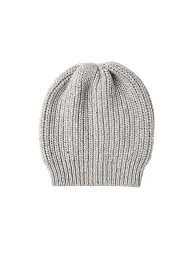 Brunello Cucinelli Women's Cashmere and Silk Diamond Yarn Knit Beanie - Pebble | Thumbnail 1 Brunello Cucinelli Women's Cashmere and Silk Diamond Yarn Knit Beanie - Pebble | Thumbnail 1