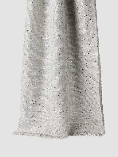 Brunello Cucinelli Women's Cashmere and Silk Diamond Yarn Scarf - Light Grey | Thumbnail 2 Brunello Cucinelli Women's Cashmere and Silk Diamond Yarn Scarf - Light Grey | Thumbnail 2