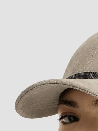 Brunello Cucinelli Women's Suede Baseball Cap with Shiny Band - Light Beige | Thumbnail 3 Brunello Cucinelli Women's Suede Baseball Cap with Shiny Band - Light Beige | Thumbnail 3