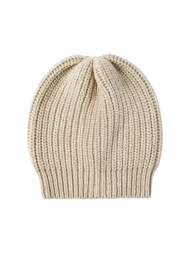 Brunello Cucinelli Women's Cashmere and Silk Diamond Yarn Knit Beanie - Beige | Thumbnail 1 Brunello Cucinelli Women's Cashmere and Silk Diamond Yarn Knit Beanie - Beige | Thumbnail 1