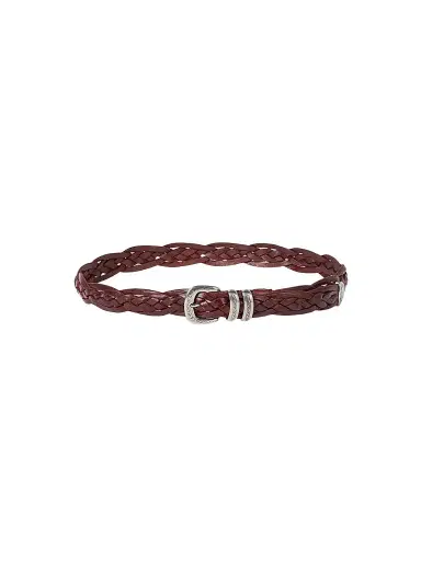 Brunello Cucinelli Men's Braided Calfskin Belt with Detailed Buckle - Tobacco | Thumbnail 1 Brunello Cucinelli Men's Braided Calfskin Belt with Detailed Buckle - Tobacco | Thumbnail 1