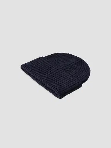 Brunello Cucinelli Men's Cashmere English Rib Knit Beanie - Navy Blue | Thumbnail 2 Brunello Cucinelli Men's Cashmere English Rib Knit Beanie - Navy Blue | Thumbnail 2