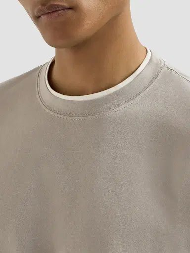 Brunello Cucinelli Men's Cotton Jersey Crewneck T-Shirt with Faux Layering - Light Brown | Thumbnail 5 Brunello Cucinelli Men's Cotton Jersey Crewneck T-Shirt with Faux Layering - Light Brown | Thumbnail 5