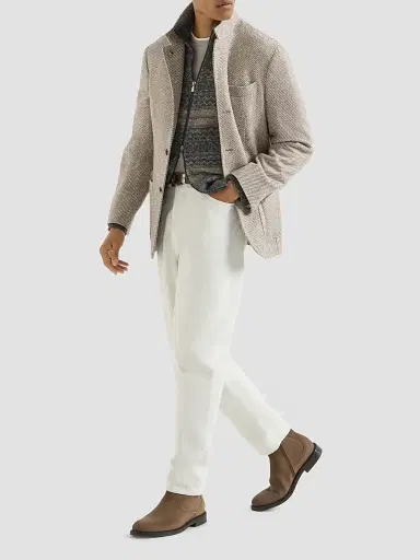 Brunello Cucinelli Men's Cotton Jersey Crewneck T-Shirt with Faux Layering - Light Brown | Thumbnail 6 Brunello Cucinelli Men's Cotton Jersey Crewneck T-Shirt with Faux Layering - Light Brown | Thumbnail 6