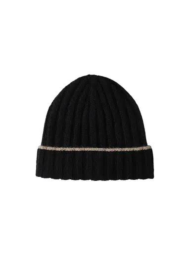 Brunello Cucinelli Men's Cashmere Rib Knit Beanie - Black | Thumbnail 1 Brunello Cucinelli Men's Cashmere Rib Knit Beanie - Black | Thumbnail 1