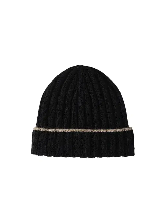 Men's Cashmere Rib Knit Beanie - Black Men's Cashmere Rib Knit Beanie - Black