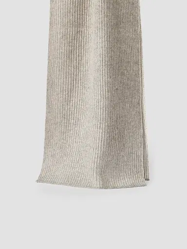 Brunello Cucinelli Men's Cashmere English Rib Vanisé Knit Scarf - Light Grey | Thumbnail 2 Brunello Cucinelli Men's Cashmere English Rib Vanisé Knit Scarf - Light Grey | Thumbnail 2