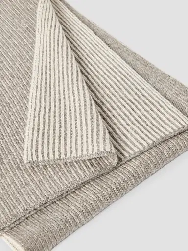 Brunello Cucinelli Men's Cashmere English Rib Vanisé Knit Scarf - Light Grey | Thumbnail 3 Brunello Cucinelli Men's Cashmere English Rib Vanisé Knit Scarf - Light Grey | Thumbnail 3