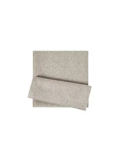 Brunello Cucinelli Men's Cashmere English Rib Vanisé Knit Scarf - Light Grey | Thumbnail 1 Brunello Cucinelli Men's Cashmere English Rib Vanisé Knit Scarf - Light Grey | Thumbnail 1