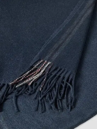 Brunello Cucinelli Men's Silk Scarf with Selvedge - Marine Blue | Thumbnail 3 Brunello Cucinelli Men's Silk Scarf with Selvedge - Marine Blue | Thumbnail 3