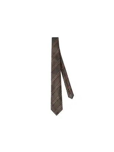 Brunello Cucinelli Men's Textured Striped Silk Tie - Hazelnut | Thumbnail 1 Brunello Cucinelli Men's Textured Striped Silk Tie - Hazelnut | Thumbnail 1