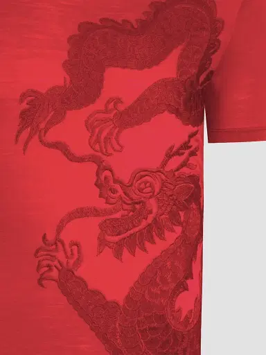 Stefano Ricci Men's Dragon Embroidered Design T-Shirt | Thumbnail 2 Stefano Ricci Men's Dragon Embroidered Design T-Shirt | Thumbnail 2