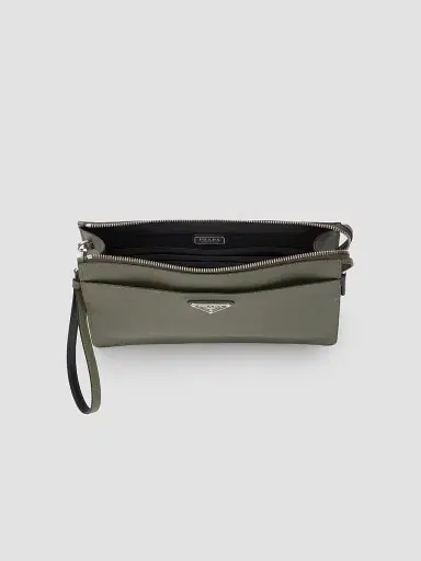 Prada Men's Saffiano Leather Pouch - Green | Thumbnail 7 Prada Men's Saffiano Leather Pouch - Green | Thumbnail 7