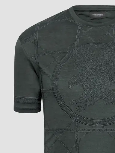 Stefano Ricci Men's Embroidered Cotton T-Shirt | Thumbnail 2 Stefano Ricci Men's Embroidered Cotton T-Shirt | Thumbnail 2