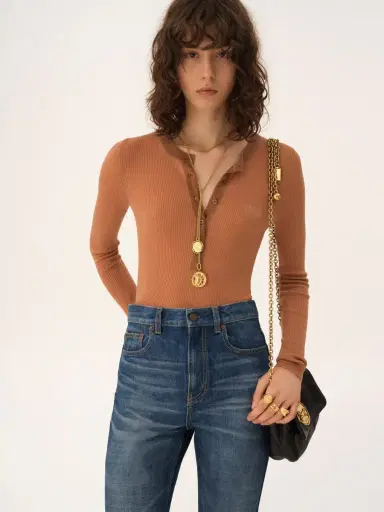 Chloé Henley shirt in superfine wool knit | Thumbnail 4 Chloé Henley shirt in superfine wool knit | Thumbnail 4