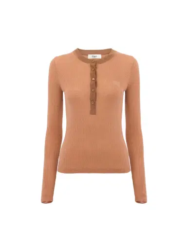 Chloé Henley shirt in superfine wool knit | Thumbnail 1 Chloé Henley shirt in superfine wool knit | Thumbnail 1
