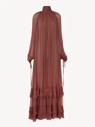 Chloé Gathered long dress in silk mousseline | Thumbnail 2 Chloé Gathered long dress in silk mousseline | Thumbnail 2